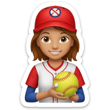 Girl with softball  sticker