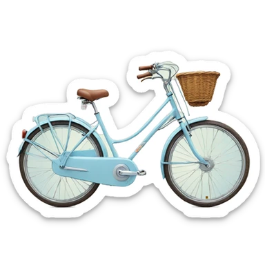 peugeot vintage light blue bike with front basket  sticker