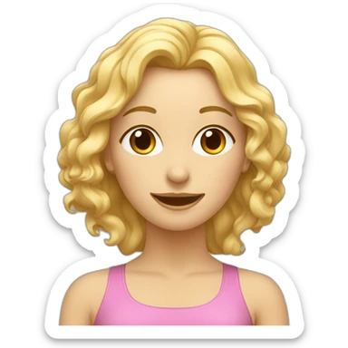 femme cheveux blond et bouclées qui fait du yoga et qui pète sticker