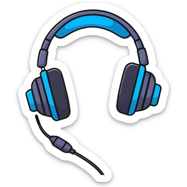 Cute black headphones with small blue lights and a happy face sticker