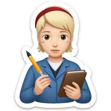 create a realistic emoji of a person with a protocol in his hand writing something down sticker