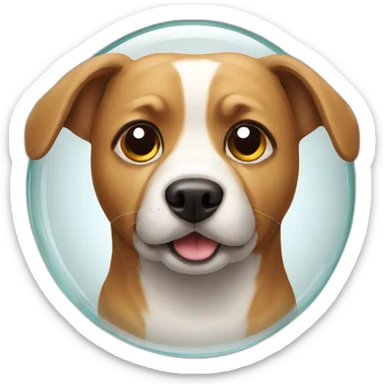 Dog with round glass sticker