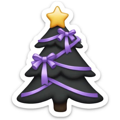 Black Christmas tree with lavender bows sticker