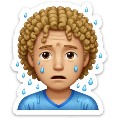 man crying with curly hair sticker