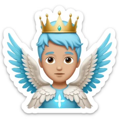 an angel with a cyan crown on his head, 4 wings sticker