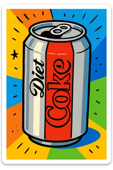 cartoon style diet coke can sticker