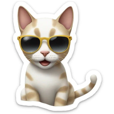 cat in sunglasses on a trip to the beach sticker