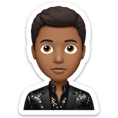 Kenneth Babyface Edmonds with dark brown hair, black sequin outfit sticker