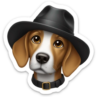 Un Chien avec un chapeau noir sticker