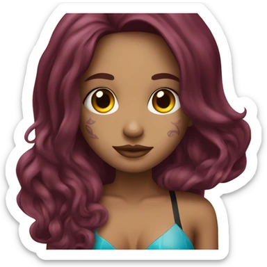 Beautiful tattooed  burgundy long haired woman swimming in a pool sticker