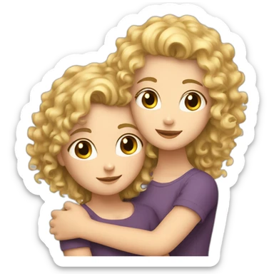 Curly hair white Girl hugs blonde girl sticker