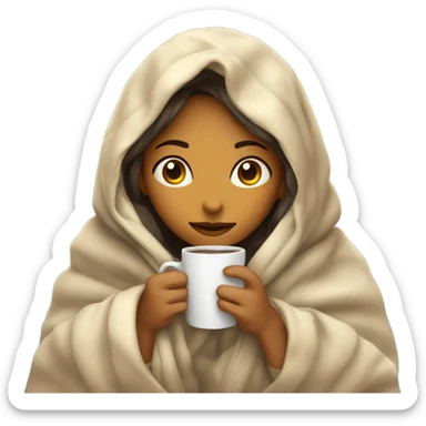 girl inside a blanket sipping coffee eyes closed sticker