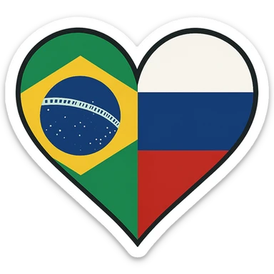 a heart with two flags inside: Brazil and Russia sticker