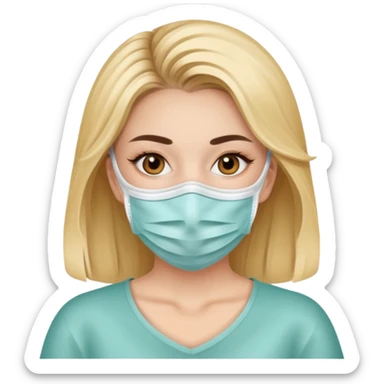 A beautiful woman with a face mask on sticker