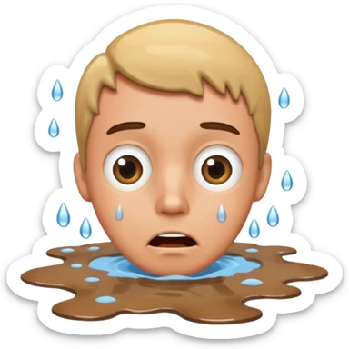 apple style emoji of a man with his face in a puddle after falling sticker