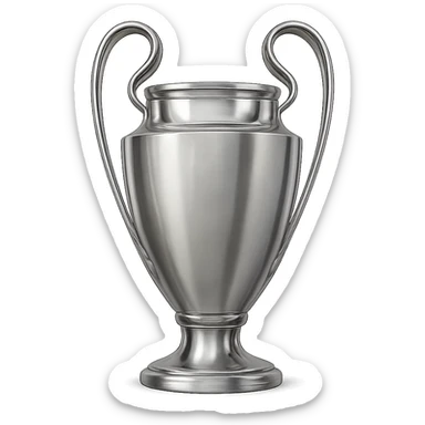champion's league trophy, detailed, elegant, metallic, iconic handles, on a simple base, no text, white background sticker