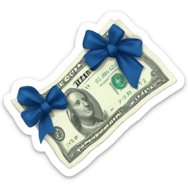  money with dark blue bow sticker
