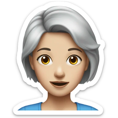 realistic portrait of a short grey hair blue eye girl sticker