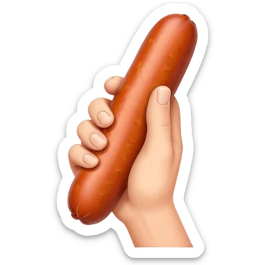 a hand holding a sausage sticker