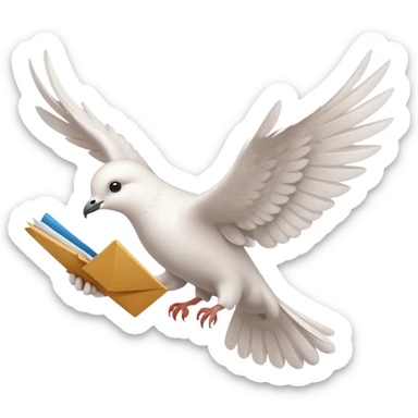 a dove flies with a letter in its paws sticker