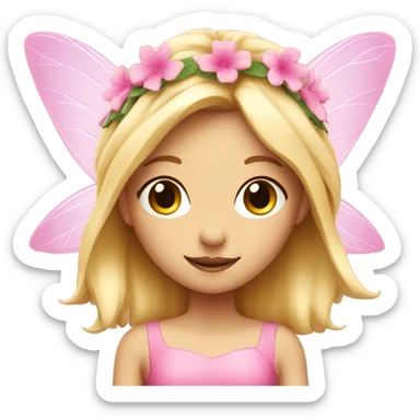 Pink fairy with blond hair on a flower sticker