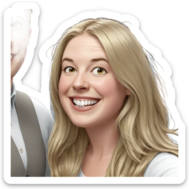 smiling girl with blonde hair sticker