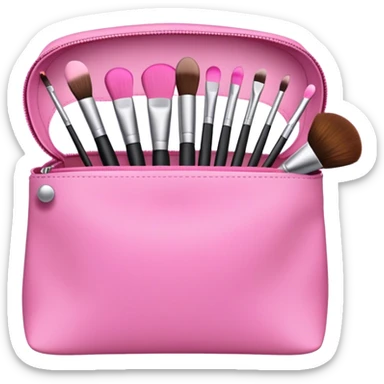 Makeup brushes in pink bag sticker