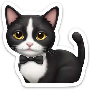 Tuxedo cat with hairbow  sticker