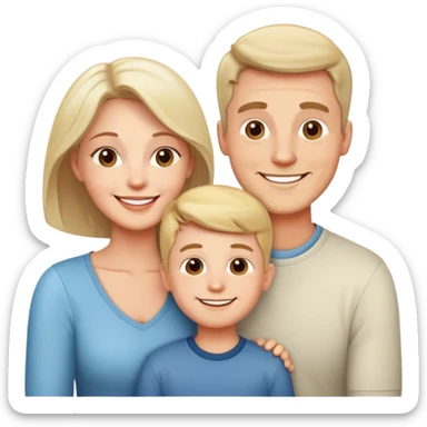 happy white family with husband wife and one son smiling together sticker