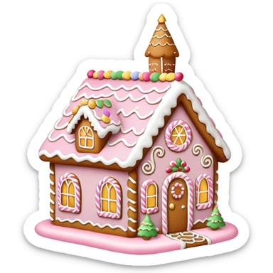 light pink and gold and white gingerbread house sticker