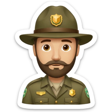 Male Park Ranger with beard  sticker