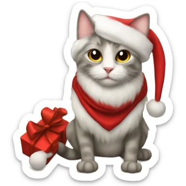 Santa cat wanna go out sticker