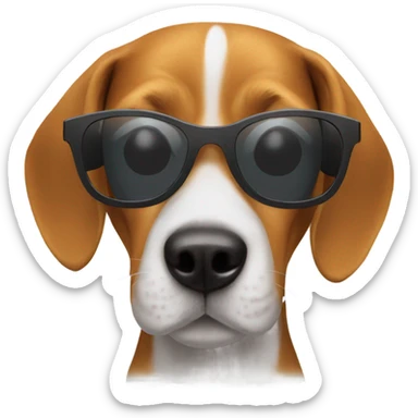 Beagle dog with a sunglasses sticker