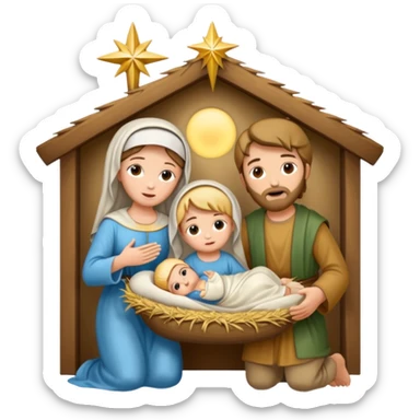 Pesebre con la virgen María San José y el niño Jesús sticker