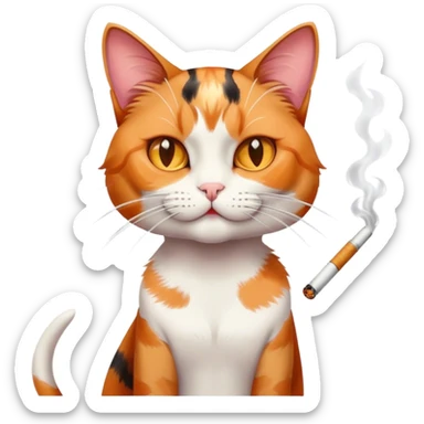 Cat smoking a cigarette sticker