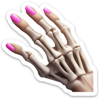 Skeleton hand 5 fingers with pink polish nails minimalistic  sticker