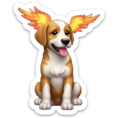 Perro con alas en un cielo de fuego sticker
