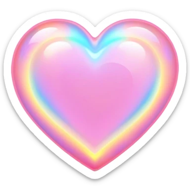 Pink heart cut opal with holographic fire effect and glowing flashes of color sticker