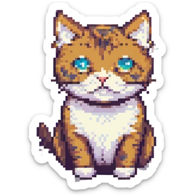funny cat pixel art sticker