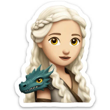 Daenerys Targaryen from game of thrones with a dragon sticker