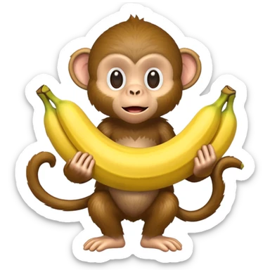 a cartoon monkey with a bunch of bananas wrapped around its body sticker
