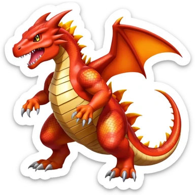 Shiny Exotic Colorful Groudon-Charizard-Fakémon-hybrid-creature (full body)  sticker