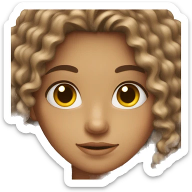 Long curly brown haired girl with hazel eyes sticker