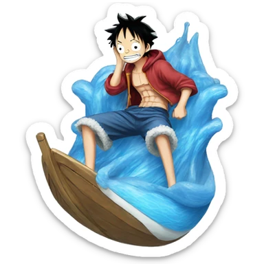 Luffy on a blue wale  sticker