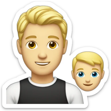 Blonde guy with blue eyes with Receding hairline with black cat with yellow eyes in arms sticker