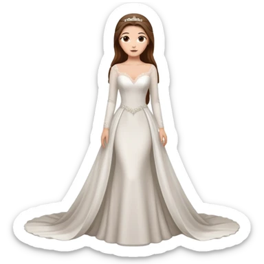 Chica blanca ,ojos marrones, vesti novia sexy manga ,  cuerpo entero ,pelo muy largo castaño y recogido,  cola larga sticker