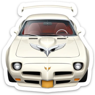 white vintage pontiac firebird with flippable headlights sticker