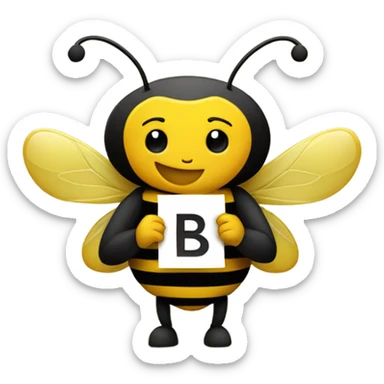 A bumblebee holding a letter b sticker