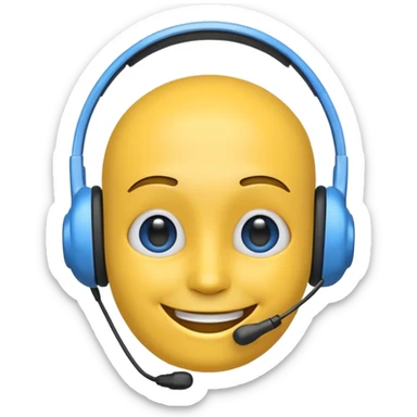 emoji with a headset and smiling face symbolizing customer service, in E-conomic inspired colors sticker