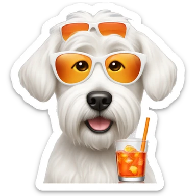 White dog Maltesa with a Aperol spritz  sticker